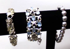 LOT OF 3 VINTAGE SILVER TONE  BEAD  BRACELETS  j88cr  FB12