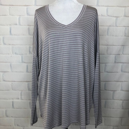 CAbi 4376 Plum Tee Pewter Stripe Size L