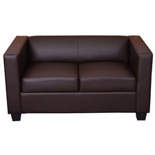 2er Sofa Couch Loungesofa Lille Kunstleder, coffee