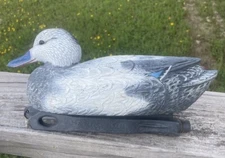 Hard Core Decoy Duck Plastic Promo Mallard Hen White And Gray Blue Bill