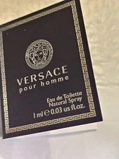 1 Vial VERSACE POUR HOMME Cologne 0.03 oz 1 ml Eau de Toilette Spray NEW ON CARD