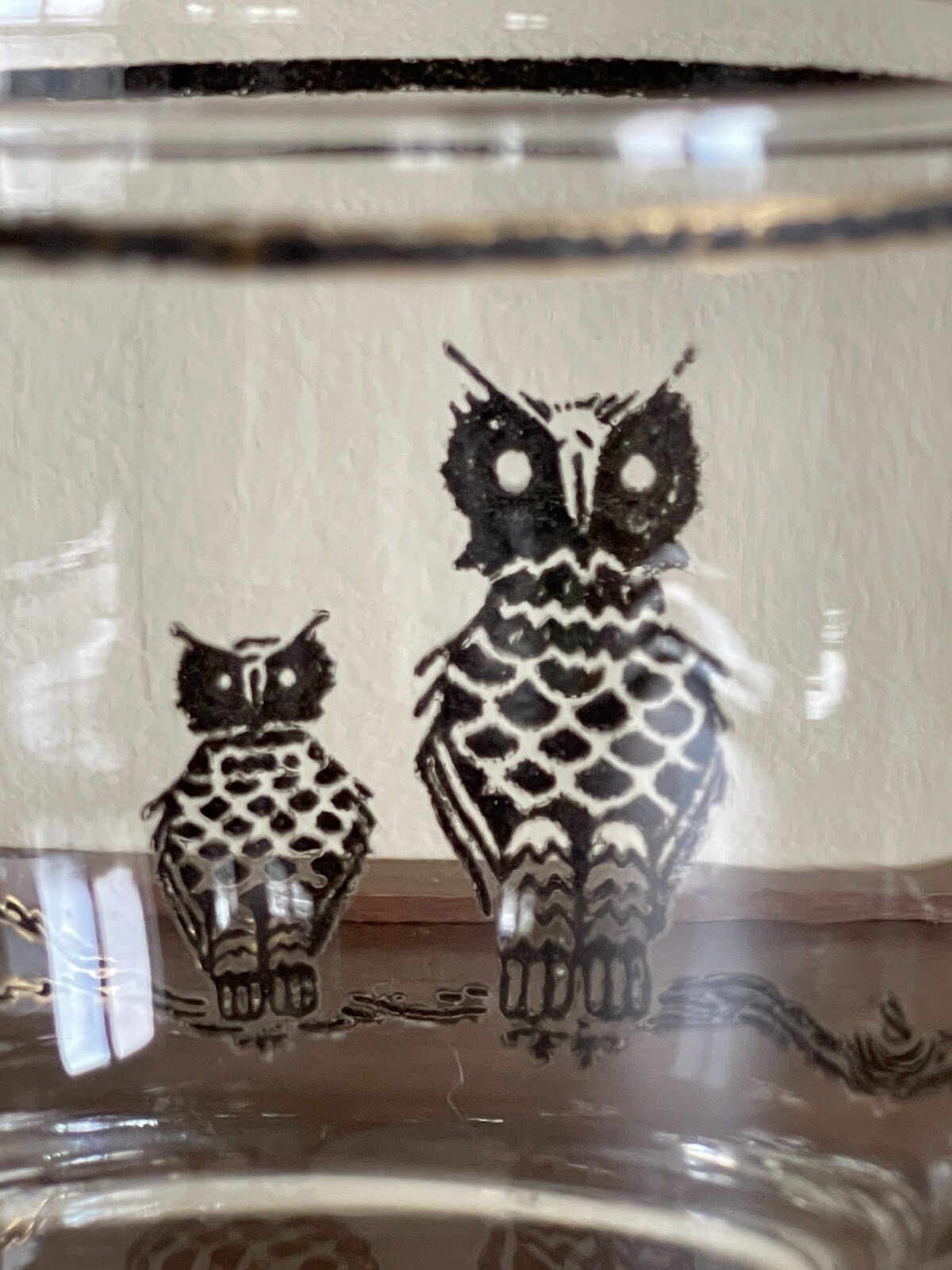 7 Vintage Culver Old Fashioned Owl Drinking Glasses 22K GOLD MCM