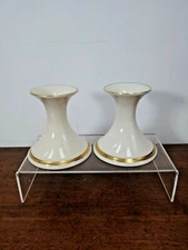 STUNNING LENOX CARLTON IVORY GOLD CANDLEHOLDER PAIR
