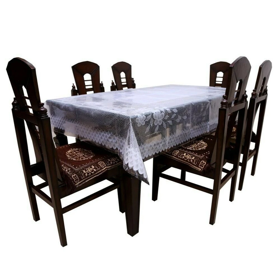 PVC 6 Seater Dining Table Cover white - Image 4 of 4