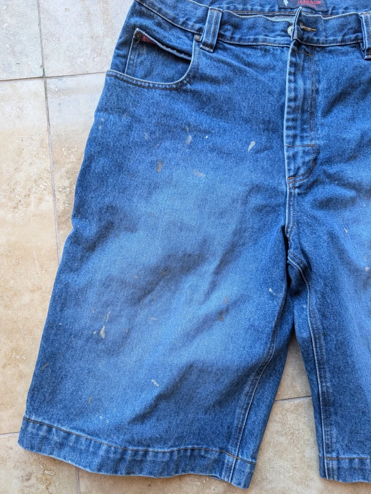 Pantalones Cortos Polo de EE. UU. Para Hombres 36 Azul Pantalones Cortos Sueltos Patinador Y2K Años 90 Denim Carpintero Foto 3 de 4