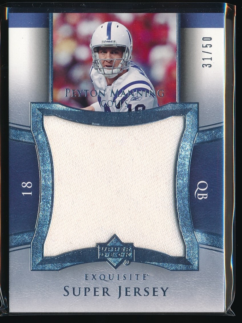 Peyton Manning 2005 Upper Deck Exquisite Super Jumbo Jersey Patch 31/50 NFL HOF