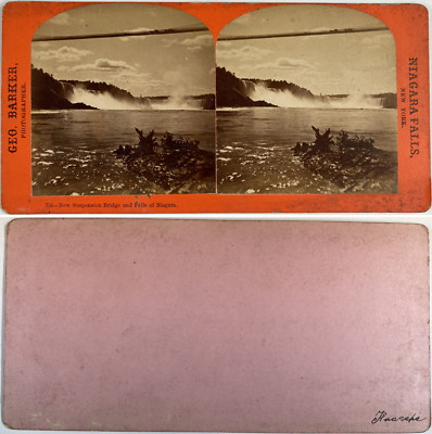 Nordamerika, New Suspension Bridge and Falls of Niagara Vintage Stereo Card
