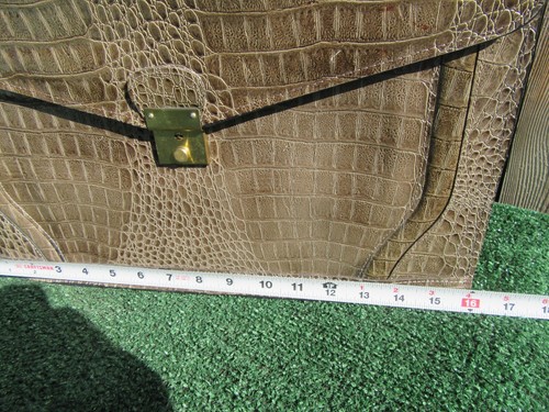 Vintage Vivace Green Crocodile Alligator Embossed Briefcase Bag Attache Amiet - Picture 3 of 16