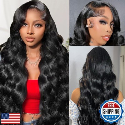 30Inch 13x6 HD Lace Front Wig - 200% Density Body Wave Human Hair Synthetic Wigs 13x6 HD Transparent Lace Frontal 30 Inch Body  main image 3