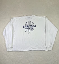 Vintage Yesterdays Capitola Beach Co Shirt Men's 2XL White Cropped Long Sleeve