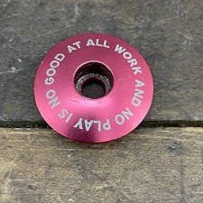 Fisher  Headset Cap Red All Work And No Play Is No Good 1 1/8 in Threadless