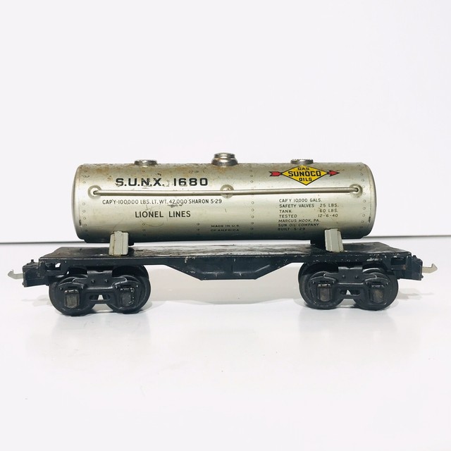 Vintage Lionel Train Car S.U.N.X. 1680 Gas Sunoco Oils Railroad 3 Dome