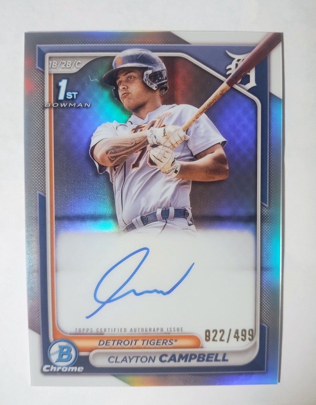 CLAYTON CAMPBELL 2024 BOWMAN CHROME 1ST REFRACTOR AUTO /499 Q2052