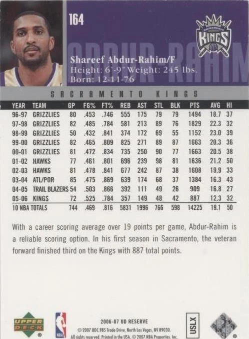 2006-07 UD Reserve - Shareef Abdur-Rahim #164