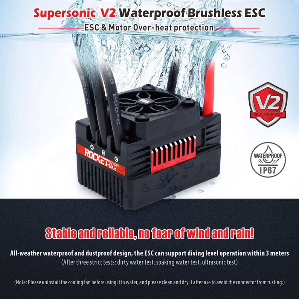 Moteur sans Balais 3660 3800KV Moteur sans Balais + ESC 80A + Carte de Programmeur + Ensemble Dissipateur de Chaleur pour Voiture 1/8 RC