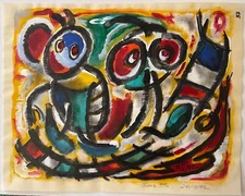 Peinture expressionniste acrylique sur calque 1992 Norbert Palmade 1928- 2019