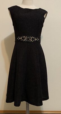 Eliza J Cocktail Dress Black Sleeveless Sparkle Rhinestone Sz Fit