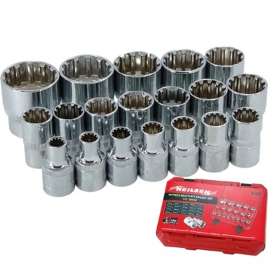 Neilsen Metric Multi Drive Sockets 8mm - 32mm Socket Set In Bmc 19pc 1/2''
