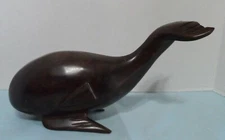 Handcrafted solid walnut carved whale