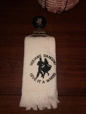 Vintage "Square Dancing Give It A Whirl" Towel And Key-Bak Key Chain Reel #91107