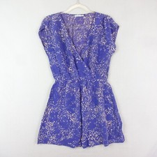 Kimchi Blue Dress Womens Medium Purple Faux Wrap 100% Silk Mini