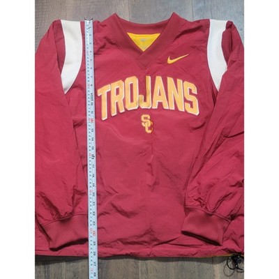 Nike USC Trojans Pullover V-Neck Windbreaker Jacket Crimson Gold Men's Medium