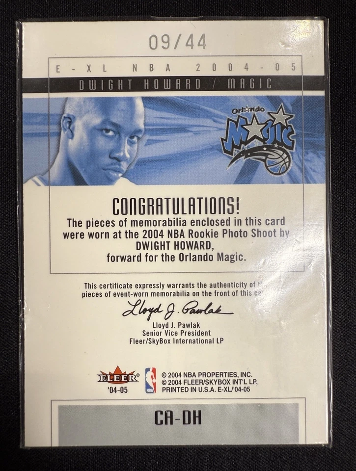 2004-05 E-XL - Court Authentics Dwight Howard #CA-DH Patch Numbered 9/44 - Image 2 of 4