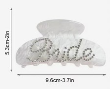 Bride Claw Hair Clip,  Bride White Acrylic Hair Clips with Rhinestone Logo, B...