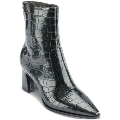 DKNY Women Sunny Croc Embossed Block Heel Booties Size US 10M Black Patent