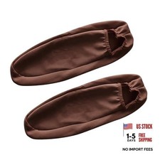 2PCS Car Front Seat Armrest Covers, Elastic Fabric Car Armrest Brown