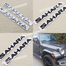 2pcs For Sahara Letters Side Door Emblem 3d Fender Badge Gloss Silver Nameplate