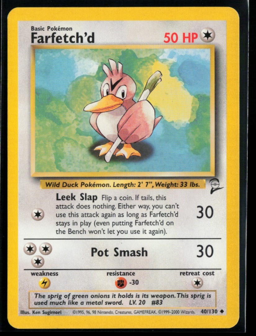 2000 Base Set 2 Farfetch’d #40 Non Holo Pokemon Card