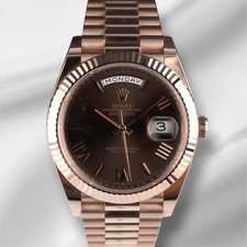 Rolex Day-Date 41mm Rose Gold Chocolate Dial President Bracelet Watch 228235