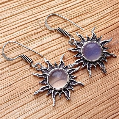 Milky Glowing Opalite Gemstone Dangle Earring 925 Sterling Silver Plated Jewelry