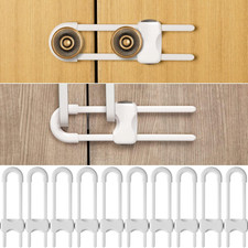 10 Pieces Cabinet Locks for Babies, U-Shaped Proofing Drawers Safety Child Locks
