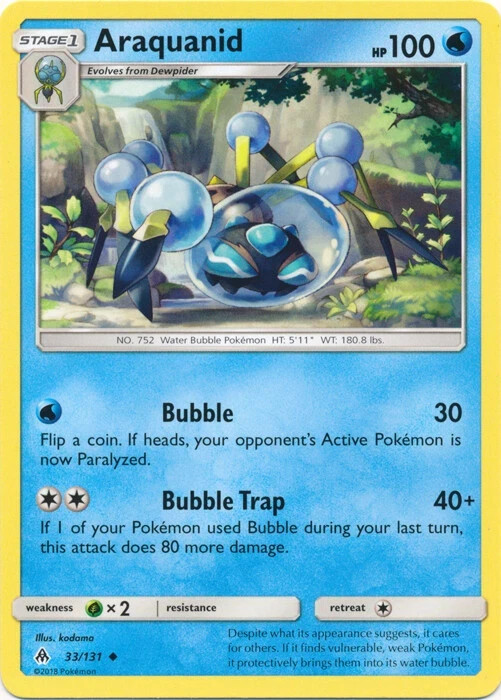 Pokemon ARAQUANID Sun & Moon Forbidden Light 33/131 NM/Mint PACK FRESH