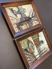 "2 pinturas abstractas vintage de Enzo Linca de mediados de siglo modernas de 9"" X 7"" originales raras"