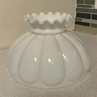 Vintage White Opal Milk Glass Melon 10" Fitter Oil Lamp Shade