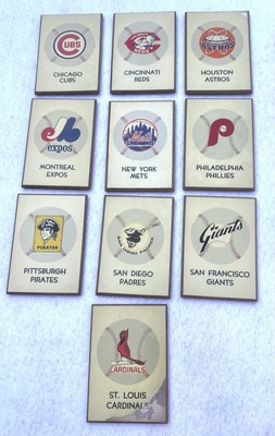 Vintage MLB Team Logo Wood Plaques Lot of 10 70s Baseball Wall Art Astro Expos