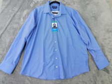 Nautica Shirt Men XL Blue Gingham Performance Dress Slim Stretch Long Sleeve NEW