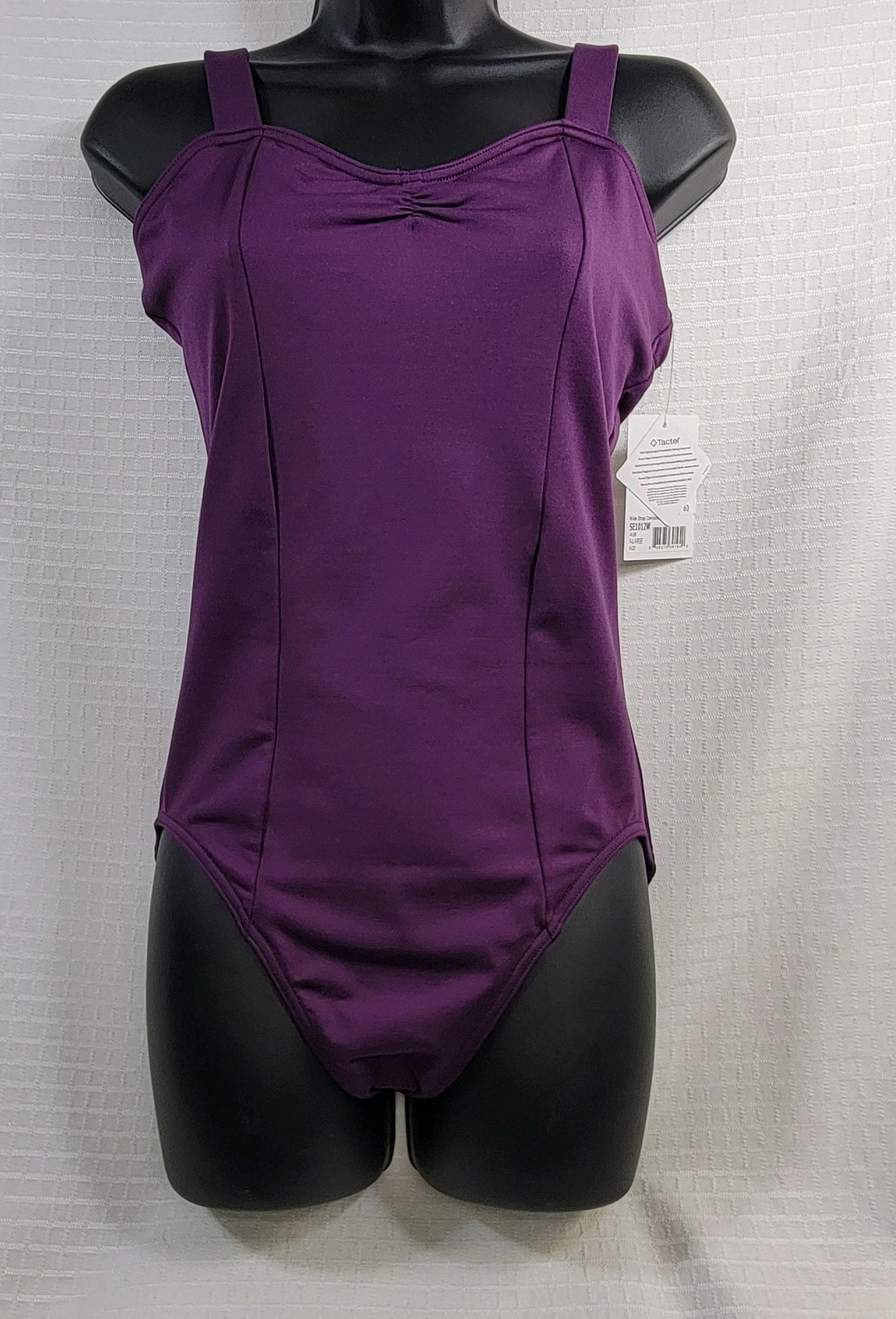 Capezio Aubergine Wide Strap Leotard Pinch Front Low Scoop Back Leotard  XLarge