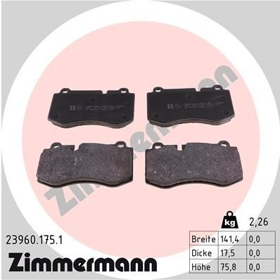 For MERCEDES-BENZ 2007-2014 Brake Pad Set FRONT Lordco Parts-ZIMMERMANN