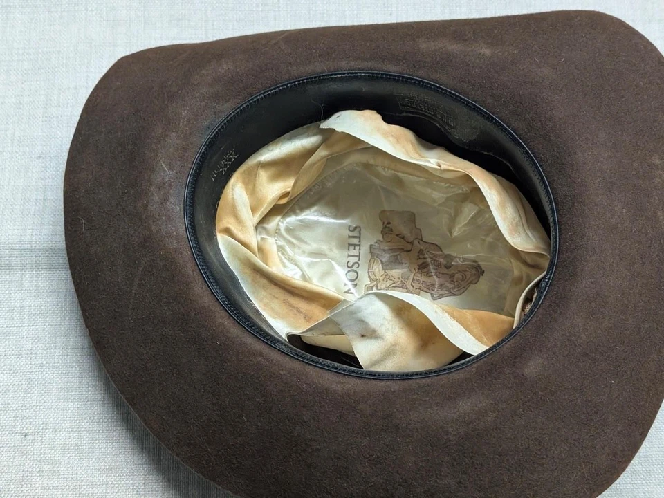 Sombrero de vaquero vintage STETSON 3x piel de castor fieltro 7-1/4 marrón pátina occidental Foto 2 de 4