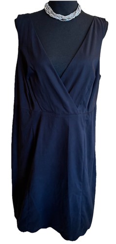 Lands End 16W 1X Black Scalloped Spring Minimalist Staple Feminine Classy Dress - Picture 2 of 7