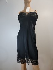 Vintage Romney All Nylon Black Full Slip Lace Detail Style 6000 Size 32