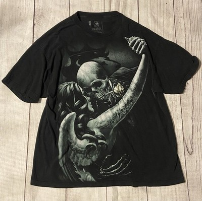OGABEL Men's Shirt Tango Skeleton Angel Rose Skulls Graphic Tee