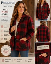 Vintage Pendleton Heritage Limited Edition Plaid Wool Jacket Women s Red Black L