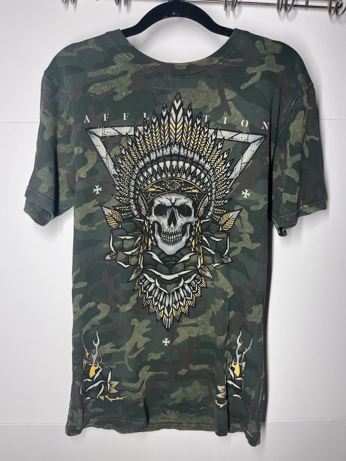 Black Label Affliction Men’s Medium T-shirt Short Sleeve Skull