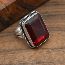 Red Garnet Gemstone Handmade 925 Sterling Silver Jewelry Ring Gift For Love