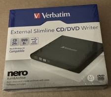 Verbatim External Slimline CD/DVD Writer NEW In Original Sealed Package